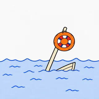 The ring hanging on the mast of a sunken boat